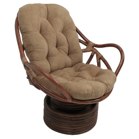 International Caravan Rattan Swivel Rocker with Micro Suede Cushion, Java 3310-MS-JV